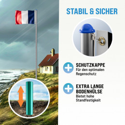 Mat aluminium pour manche à air - 6.3m